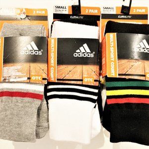 NWT Youth Socks 2 Pair Pack Adidas Athletic S 13-4 All Sport Court